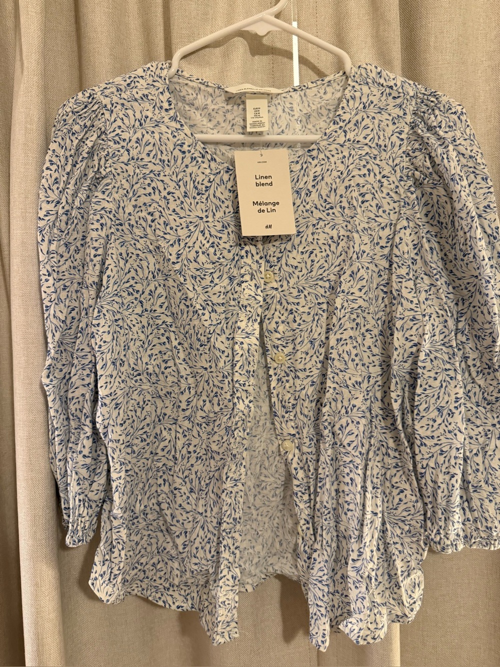 New H&M Linen Blend Floral Top M